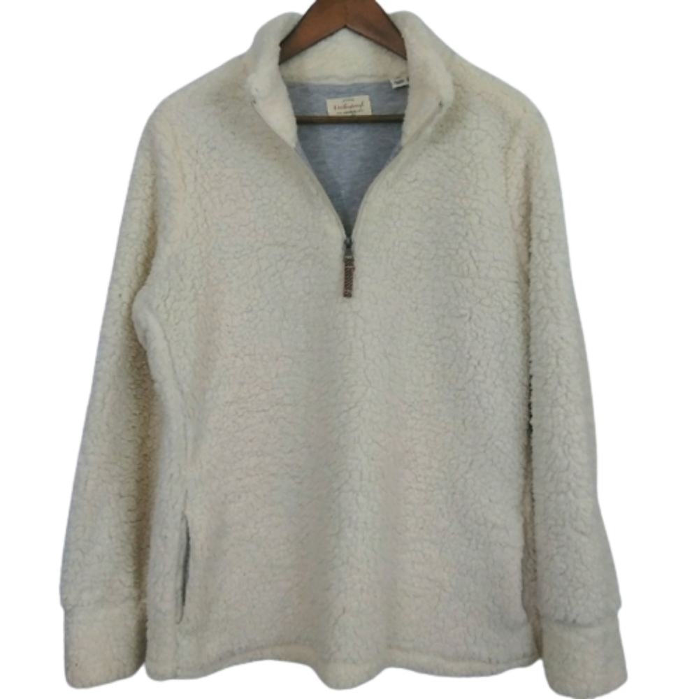 Weatherproof Original Frosty Tipped Sherpa Sweater Pullover Top Cream Sweatshirt